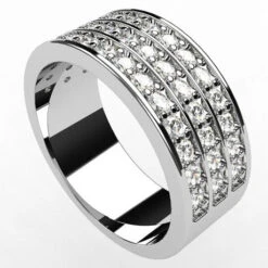 Alliance Large En Or Avec 3 Rangs De Diamants