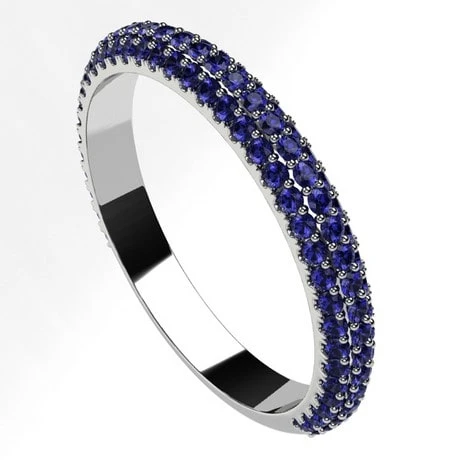 Alliance Pavée De Saphirs Bleus Pour Femme En Or 3 Alliance Pavée De Saphirs Bleus Pour Femme En Or