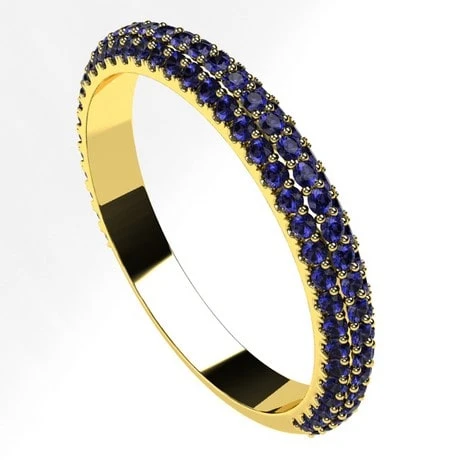 Alliance Pavée De Saphirs Bleus Pour Femme En Or 4 Alliance Pavée De Saphirs Bleus Pour Femme En Or – Image 2