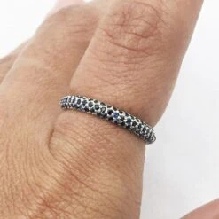 Alliance Pavée De Saphirs Bleus Pour Femme En Or 25 Alliance Pavée De Saphirs Bleus Pour Femme En Or -Vivalatina Boutiqe Alliance saphir bleu 9