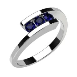 Bague 3 Pierres De Saphir 35 Bague 3 Pierres De Saphir -Vivalatina Boutiqe Bague 3 pierres saphir bleu 3mm 4