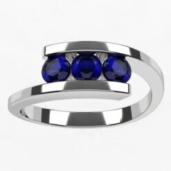 Bague 3 Pierres De Saphir 27 Bague 3 Pierres De Saphir -Vivalatina Boutiqe Bague 3 pierres saphir bleu 4mm 1