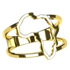 Bague Carte De L'Afrique -Vivalatina Boutiqe Bague africaine or 36