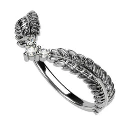 Bague Laurier En Chevron 15 Bague Laurier En Chevron -Vivalatina Boutiqe Bague chevron feuilles laurier 3 diamants 4