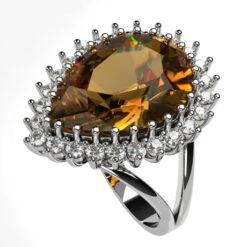 Bague Citrine En Or Et Diamants