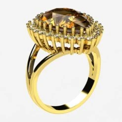 Bague Citrine En Or Et Diamants -Vivalatina Boutiqe Bague citrine poire or 5