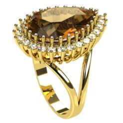 Bague Citrine En Or Et Diamants -Vivalatina Boutiqe Bague citrine poire or 6