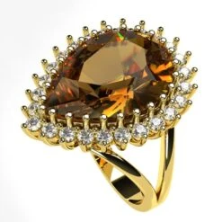 Bague Citrine En Or Et Diamants -Vivalatina Boutiqe Bague citrine poire or 8