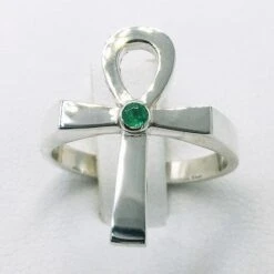 Bague Croix Ankh 19 Bague Croix Ankh -Vivalatina Boutiqe Bague croix ankh emeraude 1