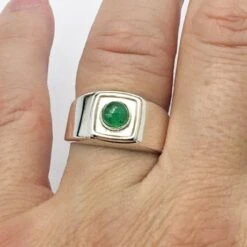 Bague Émeraude Cabochon Homme -Vivalatina Boutiqe Bague emeraude cabochon homme 11