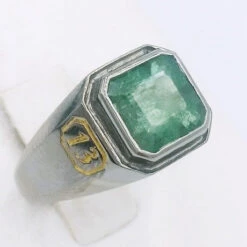 Pierre D'Émeraude Carrée 3 Carats -Vivalatina Boutiqe Bague emeraude carree homme 2
