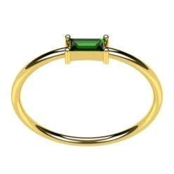 Bague Fine En Or Avec Émeraude En Baguette -Vivalatina Boutiqe Bague emeraude solitaire 1
