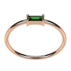 Bague Fine En Or Avec Émeraude En Baguette -Vivalatina Boutiqe Bague emeraude solitaire 8