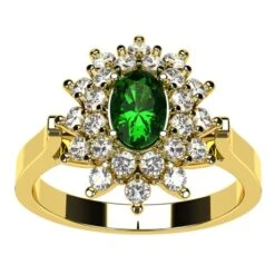 Bague Émeraude De Style Vintage Pour Femme Avec Diamants -Vivalatina Boutiqe Bague emeraude vintage 5