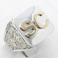 Bague Filigrane Homme 26 Bague Filigrane Homme -Vivalatina Boutiqe Bague filigrane argent initiales or 1