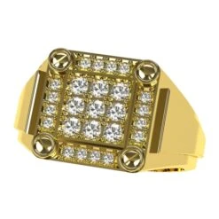 Bague Homme Or Et Diamants -Vivalatina Boutiqe Bague homme chevaliere or 18 carats diamants 14