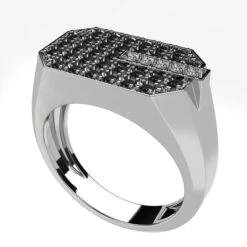 Bague Pour Homme Avec Diamants Noirs 19 Bague Pour Homme Avec Diamants Noirs -Vivalatina Boutiqe Bague homme diamant noir or blanc 18 carats