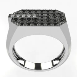 Bague Pour Homme Avec Diamants Noirs 16 Bague Pour Homme Avec Diamants Noirs -Vivalatina Boutiqe Bague homme diamant noir or blanc 18 carats 4
