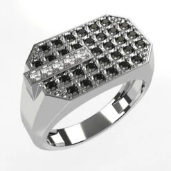 Bague Pour Homme Avec Diamants Noirs 17 Bague Pour Homme Avec Diamants Noirs -Vivalatina Boutiqe Bague homme diamant noir or blanc 18 carats 5