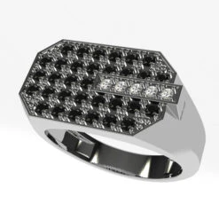 Bague Pour Homme Avec Diamants Noirs 18 Bague Pour Homme Avec Diamants Noirs -Vivalatina Boutiqe Bague homme diamant noir or blanc 18 carats 6
