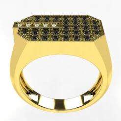 Bague Pour Homme Avec Diamants Noirs 22 Bague Pour Homme Avec Diamants Noirs -Vivalatina Boutiqe Bague homme diamant noir or jaune 18 carats 4