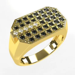 Bague Pour Homme Avec Diamants Noirs 23 Bague Pour Homme Avec Diamants Noirs -Vivalatina Boutiqe Bague homme diamant noir or jaune 18 carats 5