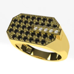 Bague Pour Homme Avec Diamants Noirs 24 Bague Pour Homme Avec Diamants Noirs -Vivalatina Boutiqe Bague homme diamant noir or jaune 18 carats 6