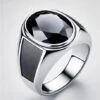 Chevalière Pierre Noire Pour Homme -Vivalatina Boutiqe Bague homme pierre noire