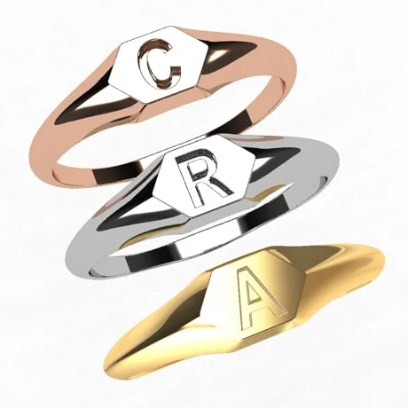 Bague Initiale En Or 3 Bague Initiale En Or