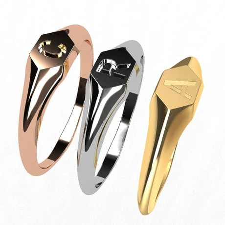 Bague Initiale En Or 4 Bague Initiale En Or – Image 2