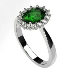 Bague Marguerite Avec Pierre D'Émeraude Et Diamants En Or 17 Bague Marguerite Avec Pierre D'Émeraude Et Diamants En Or -Vivalatina Boutiqe Bague marguerite emeraude diamants 1