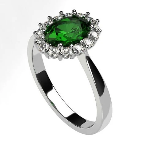 Bague Marguerite Avec Pierre D'Émeraude Et Diamants En Or 5 Bague Marguerite Avec Pierre D'Émeraude Et Diamants En Or – Image 3