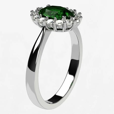 Bague Marguerite Avec Pierre D'Émeraude Et Diamants En Or 6 Bague Marguerite Avec Pierre D'Émeraude Et Diamants En Or – Image 4