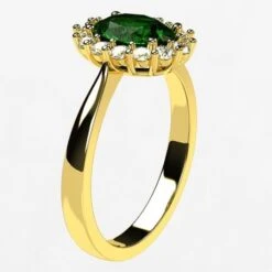 Bague Marguerite Avec Pierre D'Émeraude Et Diamants En Or 21 Bague Marguerite Avec Pierre D'Émeraude Et Diamants En Or -Vivalatina Boutiqe Bague marguerite emeraude diamants 6