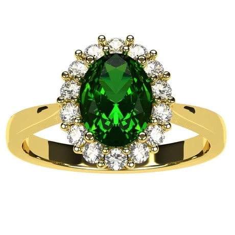 Bague Marguerite Avec Pierre D'Émeraude Et Diamants En Or 10 Bague Marguerite Avec Pierre D'Émeraude Et Diamants En Or – Image 8