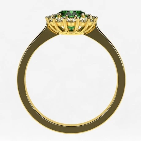 Bague Marguerite Avec Pierre D'Émeraude Et Diamants En Or 11 Bague Marguerite Avec Pierre D'Émeraude Et Diamants En Or – Image 9