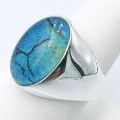 Bague Opale Bleue -Vivalatina Boutiqe Bague opale homme argent 3