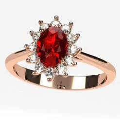 Bague Pompadour Rubis En Or Et Halo De Diamants -Vivalatina Boutiqe Bague pompadour rubis 11