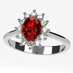Bague Pompadour Rubis En Or Et Halo De Diamants -Vivalatina Boutiqe Bague pompadour rubis 3
