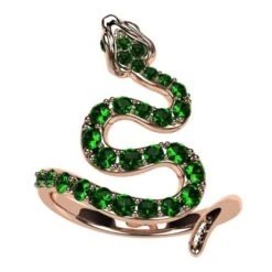Bague Serpent En Or Sertie De Pierres D'Émeraudes