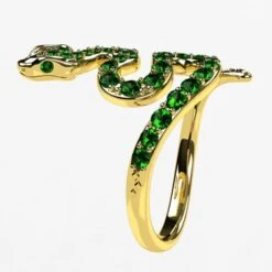 Bague Serpent En Or Sertie De Pierres D'Émeraudes -Vivalatina Boutiqe Bague serpent emeraude 10