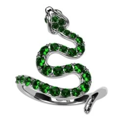 Bague Serpent En Or Sertie De Pierres D'Émeraudes -Vivalatina Boutiqe Bague serpent emeraude 5