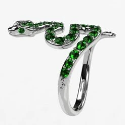 Bague Serpent En Or Sertie De Pierres D'Émeraudes -Vivalatina Boutiqe Bague serpent emeraude 6