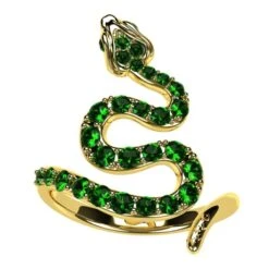 Bague Serpent En Or Sertie De Pierres D'Émeraudes -Vivalatina Boutiqe Bague serpent emeraude 9