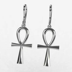 Boucle D'Oreille Croix Ankh En Or -Vivalatina Boutiqe Bouclesd oreillesAnkhorblanc18carats 2 Copy