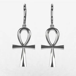 Boucle D'Oreille Croix Ankh En Or -Vivalatina Boutiqe Bouclesd oreillesAnkhorblanc18carats 3 Copy