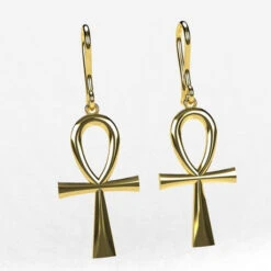 Boucle D'Oreille Croix Ankh En Or -Vivalatina Boutiqe Bouclesd oreillesAnkhorjaune18carats 1 Copy
