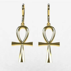 Boucle D'Oreille Croix Ankh En Or -Vivalatina Boutiqe Bouclesd oreillesAnkhorjaune18carats 2 Copy