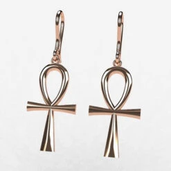 Boucle D'Oreille Croix Ankh En Or -Vivalatina Boutiqe BouclesoreillesAnkhorrose18carats 2 Copy