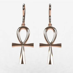 Boucle D'Oreille Croix Ankh En Or -Vivalatina Boutiqe BouclesoreillesAnkhorrose18carats 4 Copy